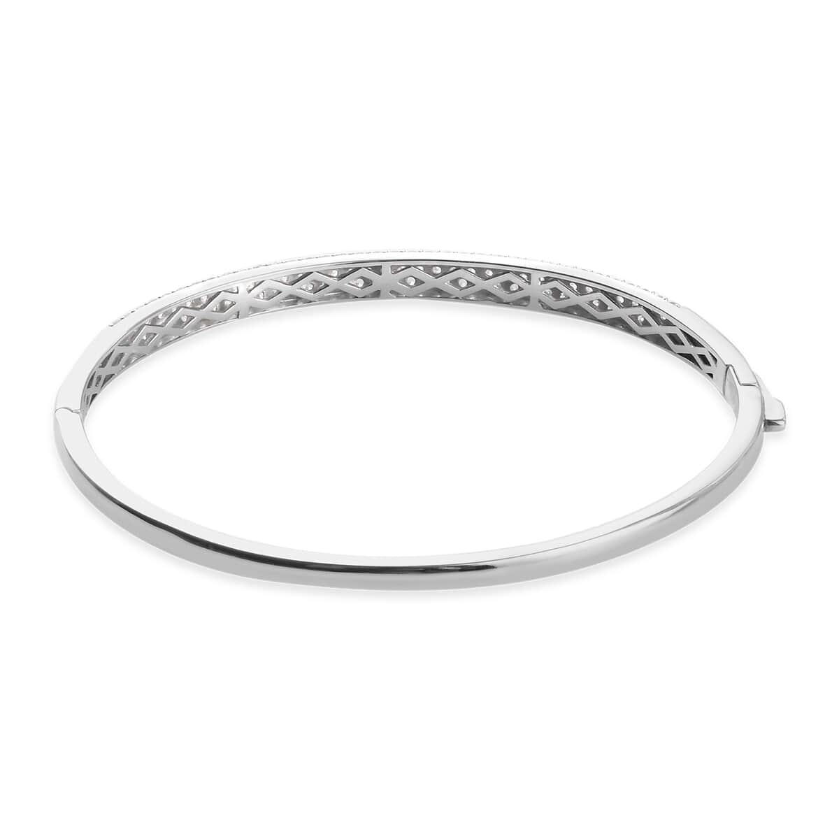 Lustro Stella Made with Finest CZ Bangle Bracelet in Platinum Over Sterling Silver (8 in) 5.75 ctw image number 4