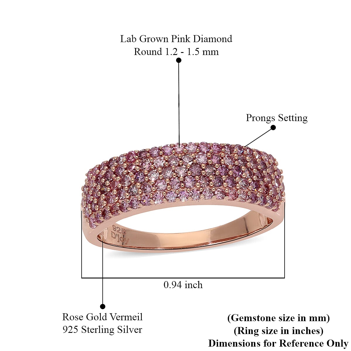 Luxuriant Lab Grown Pink Diamond (IR) Ring in Vermeil Rose Gold Over Sterling Silver (Size 9.0) 1.00 ctw image number 4