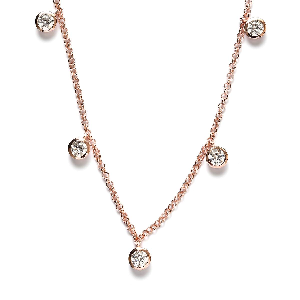 Lustro Stella Made with Finest CZ Fancy Necklace 18 Inches in Vermeil Rose Gold Over Sterling Silver 7.85 ctw image number 0