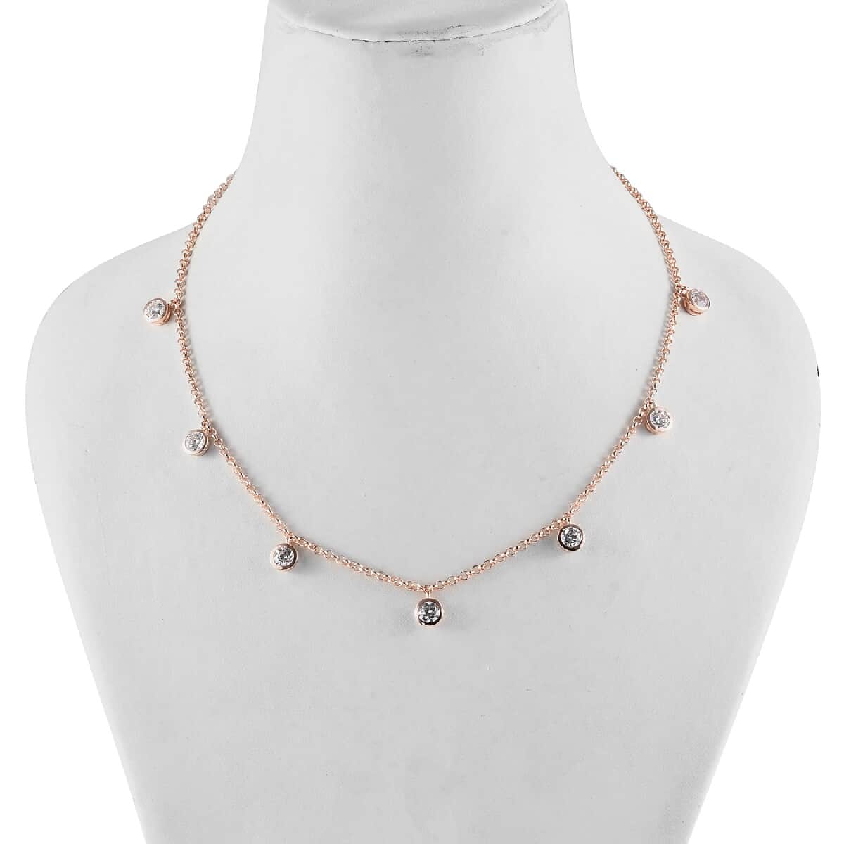 Lustro Stella Made with Finest CZ Fancy Necklace 18 Inches in Vermeil Rose Gold Over Sterling Silver 7.85 ctw image number 2