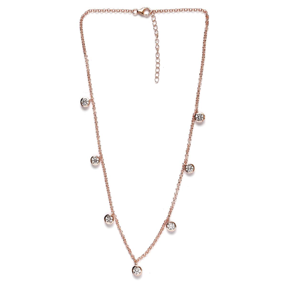 Lustro Stella Made with Finest CZ Fancy Necklace 18 Inches in Vermeil Rose Gold Over Sterling Silver 7.85 ctw image number 3