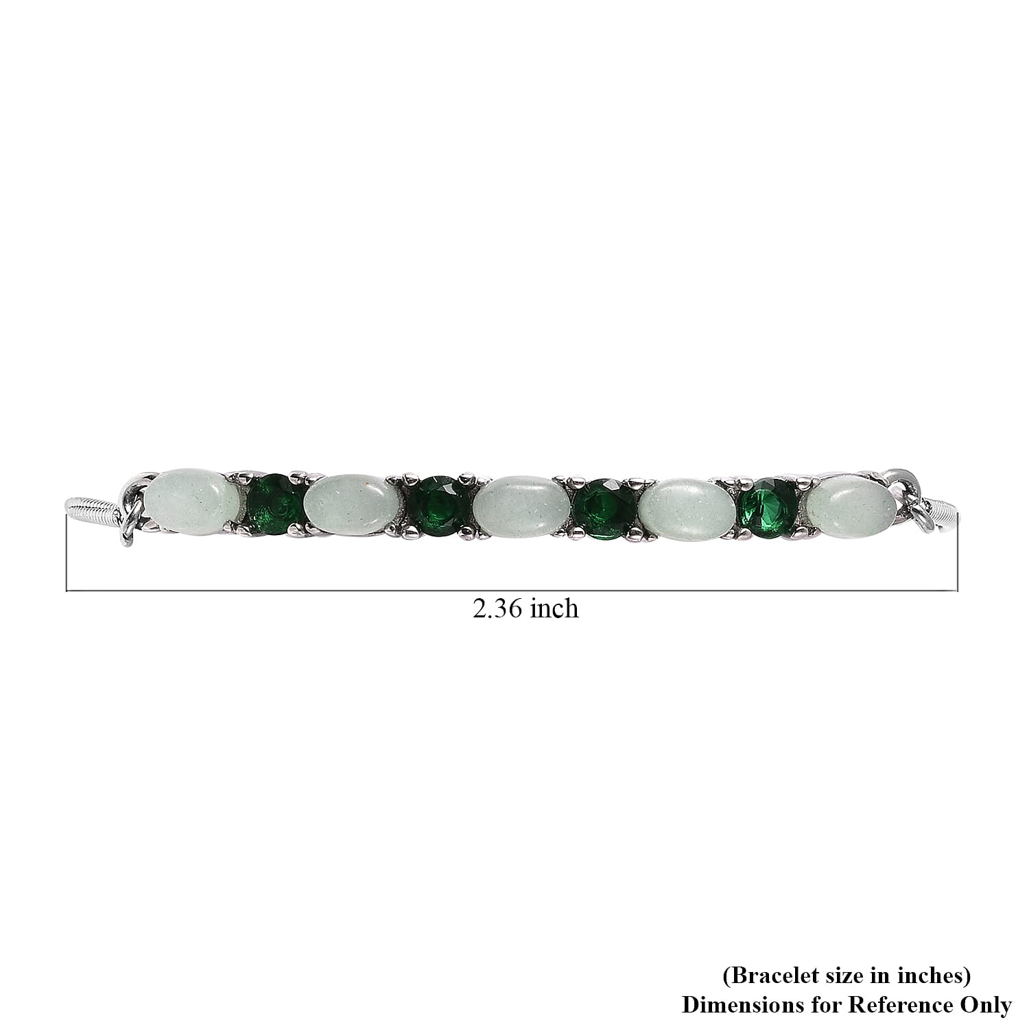 Green Aventurine and Simulated Green Diamond Bolo Bracelet in Stainless Steel 5.60 ctw