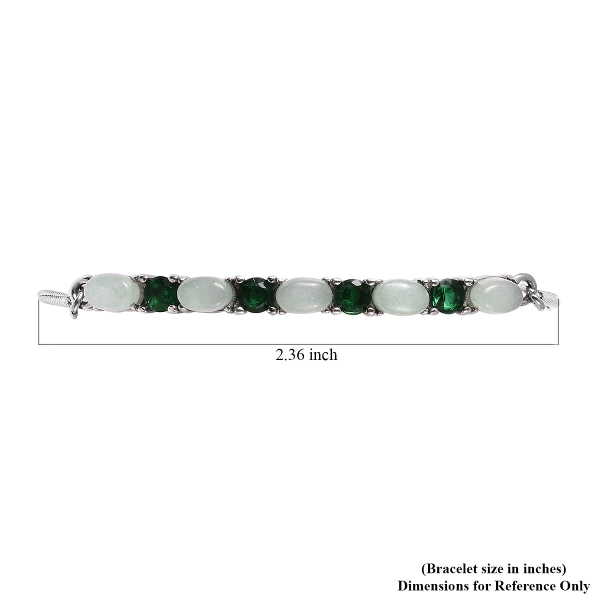 Green Aventurine and Simulated Green Diamond Bolo Bracelet in Stainless Steel 5.60 ctw image number 4