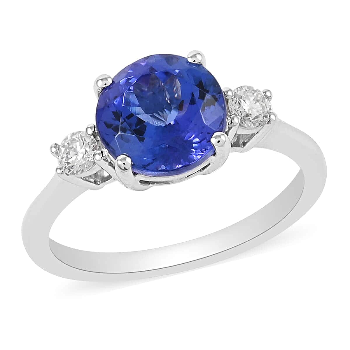 Rhapsody 950 Platinum AAAA Tanzanite and E-F VS Diamond Ring (Size 8.0) 4.40 Grams 3.10 ctw image number 0