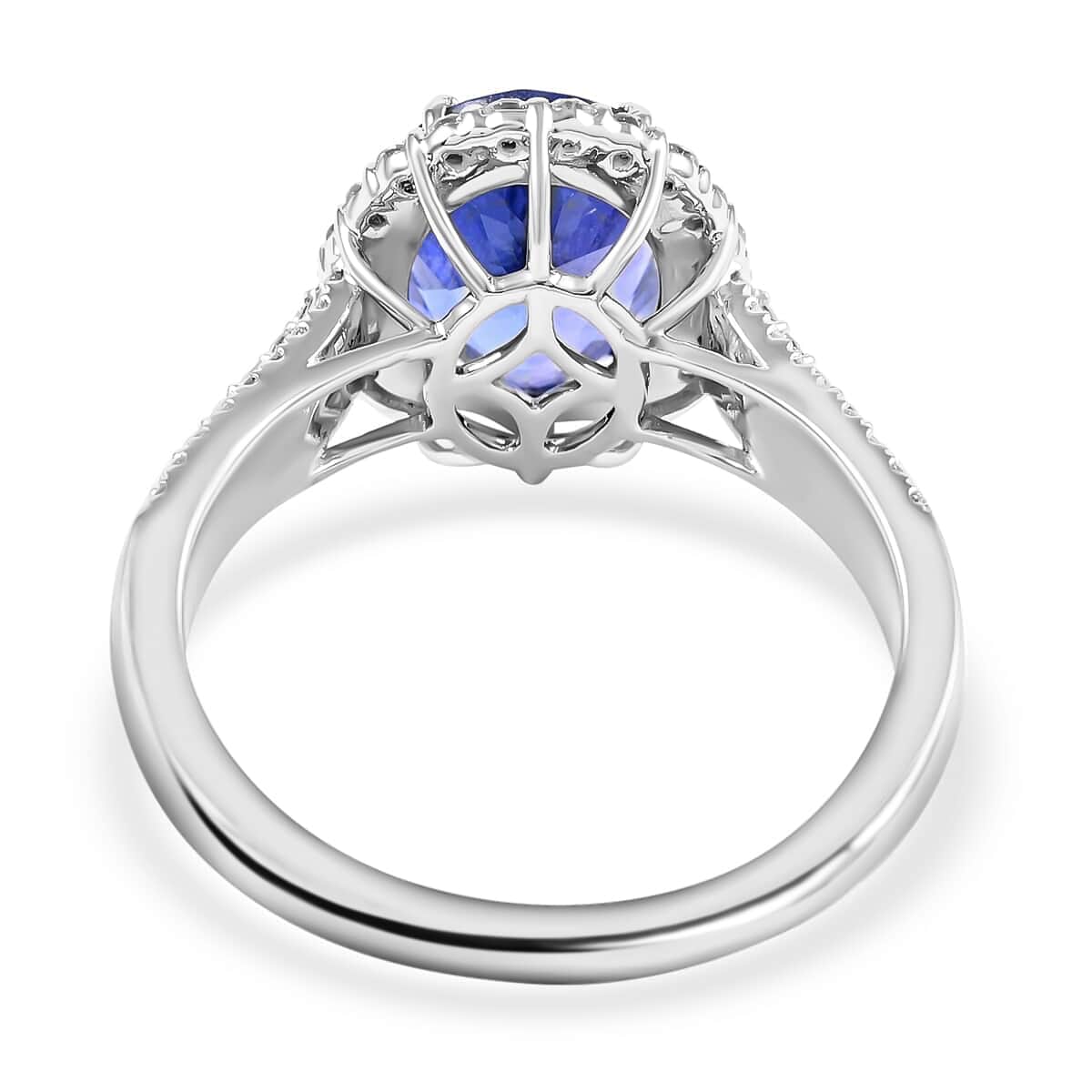 Rhapsody 950 Platinum AAAA Tanzanite and E-F VS Diamond Halo Ring (Size 6.0) 7 Grams 3.75 ctw image number 3