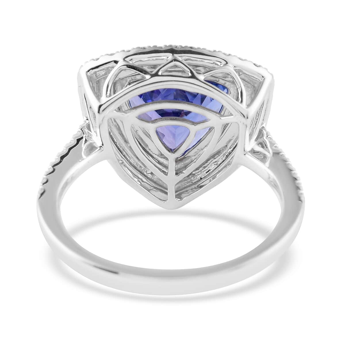 Rhapsody 950 Platinum AAAA Tanzanite and E-F VS Diamond Double Halo Ring (Size 8.0) 6.45 Grams 4.80 ctw image number 3