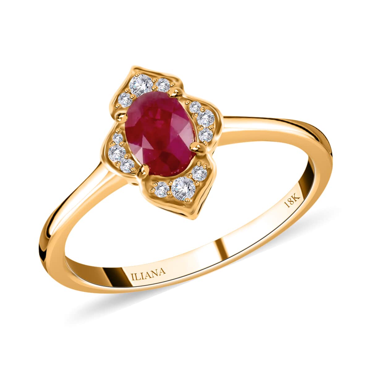 Iliana 18K Yellow Gold AAA Royal Thai Ruby and G-H SI Diamond Ring (Size 7.0) 1.10 ctw image number 0