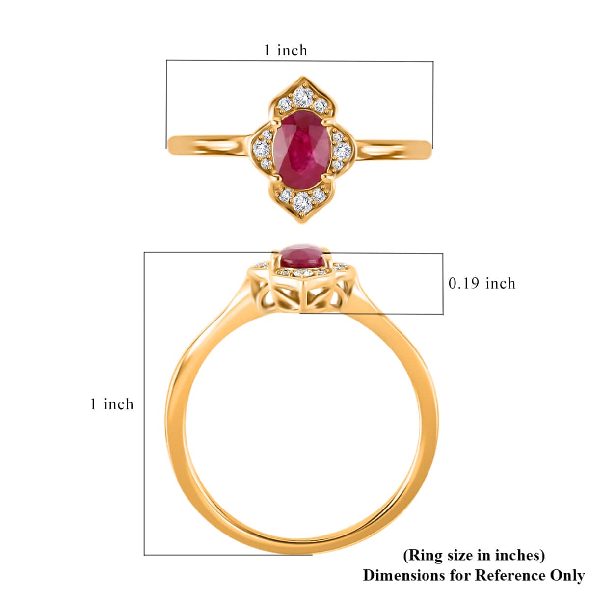 Iliana 18K Yellow Gold AAA Royal Thai Ruby and G-H SI Diamond Ring (Size 7.0) 1.10 ctw image number 4