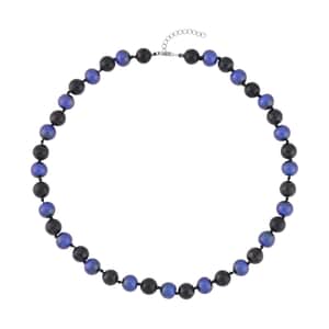 Shungite and Color Change Hematite 368.00 ctw Beaded Necklace in Rhodium Over Sterling Silver 18-20 Inches