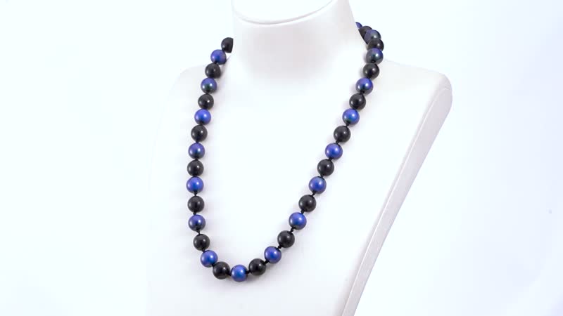 368.00 ctw Shungite 9-11mm, Hematite Beads Necklace 18 Inches in Rhodium Over Sterling Silver