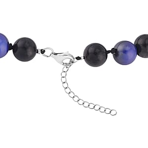 Shungite and Color Change Hematite 368.00 ctw Beaded Necklace in Rhodium Over Sterling Silver 18-20 Inches