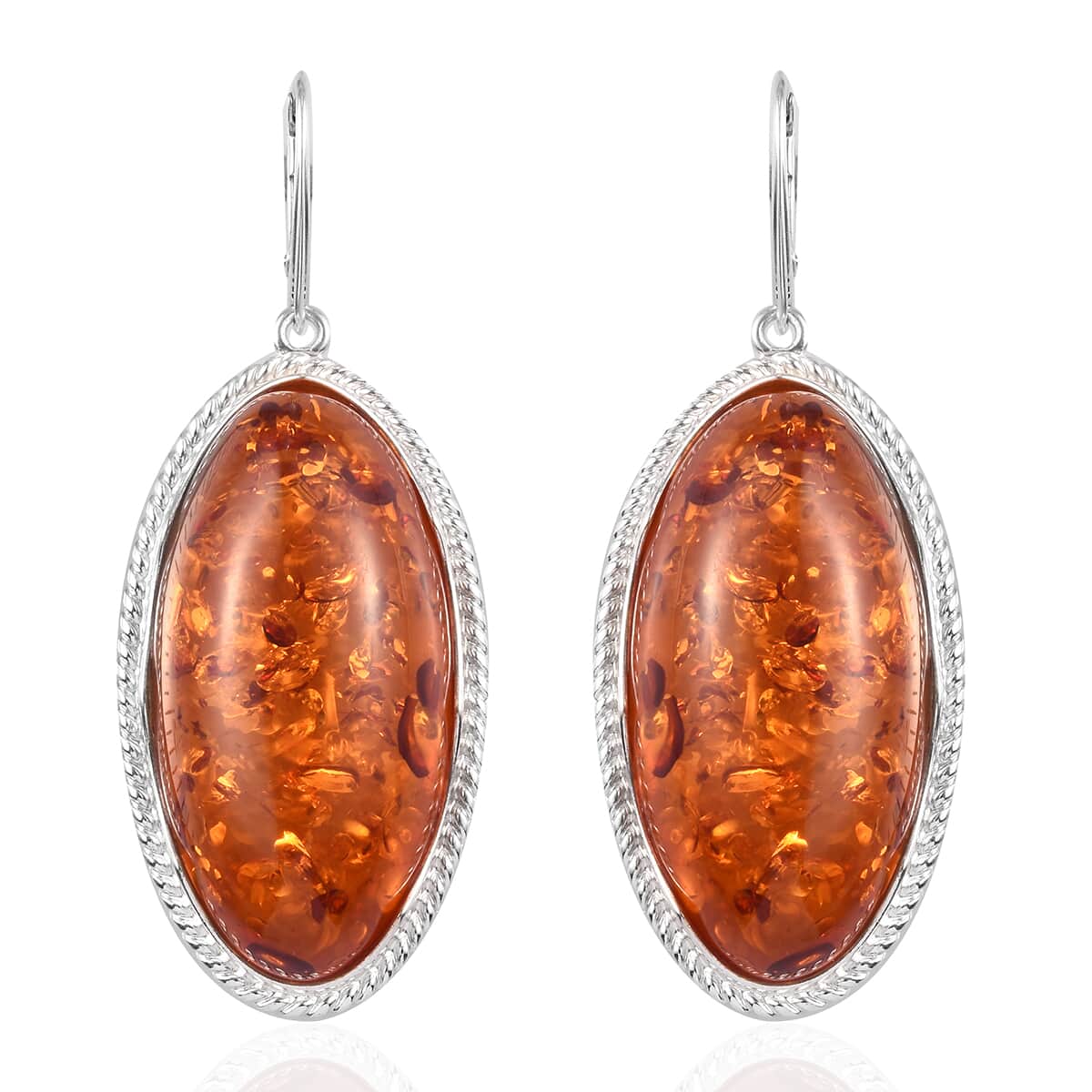 Baltic Amber Earrings in Platinum Over Sterling Silver image number 0