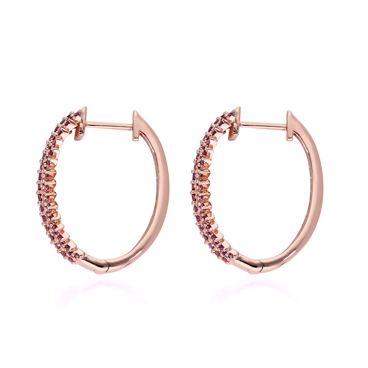 Lab Grown Pink Diamond Earrings in Vermeil Rose Gold Over Sterling Silver 1.00 ctw image number 3