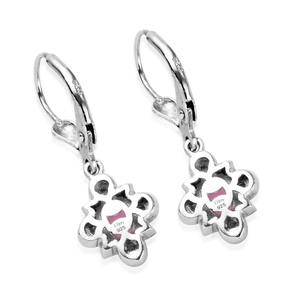 Ilakaka Hot Pink Sapphire and Natural White Zircon Earrings in Platinum Over Sterling Silver 1.65 ctw image number 3