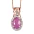 Ilakaka Hot Pink Sapphire and Natural White Zircon Pendant Necklace 20 Inches in Vermeil Rose Gold Over Sterling Silver 1.90 ctw image number 0