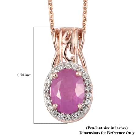 Ilakaka Hot Pink Sapphire and Natural White Zircon Pendant Necklace 20 Inches in Vermeil Rose Gold Over Sterling Silver 1.90 ctw image number 5