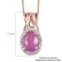 Ilakaka Hot Pink Sapphire and Natural White Zircon Pendant Necklace 20 Inches in Vermeil Rose Gold Over Sterling Silver 1.90 ctw image number 5