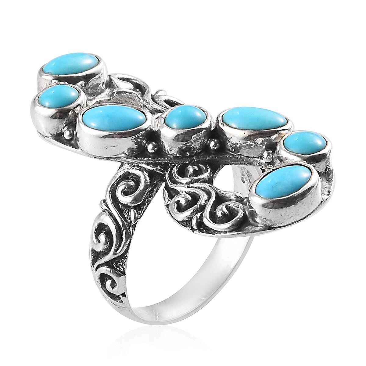 Sleeping Beauty Turquoise Ring in Platinum Over Sterling Silver (Size 5.0) 4.10 ctw image number 1