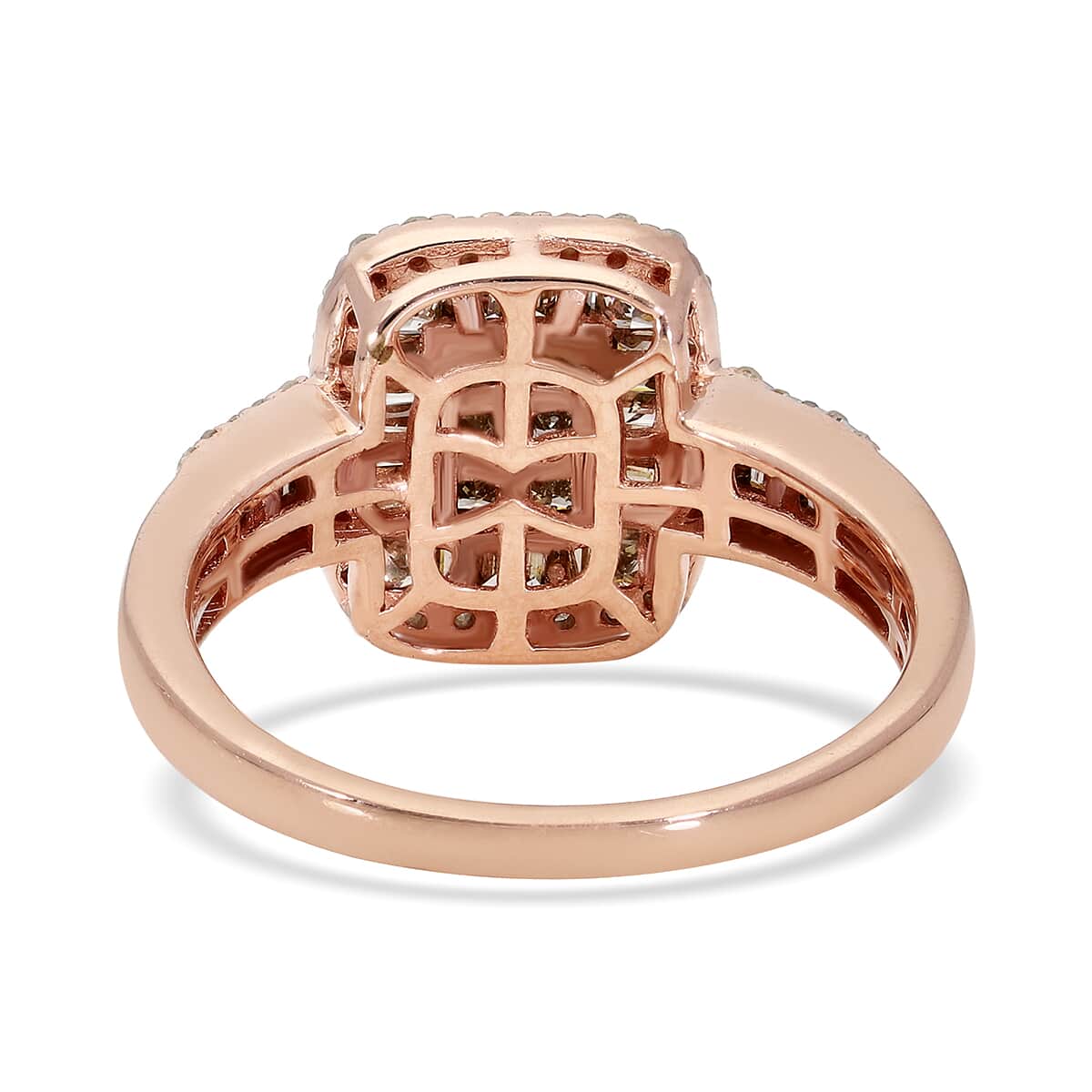 Natural Champagne and White Diamond Ring in Vermeil Rose Gold Over Sterling Silver (Size 6.0) 1.00 ctw image number 4