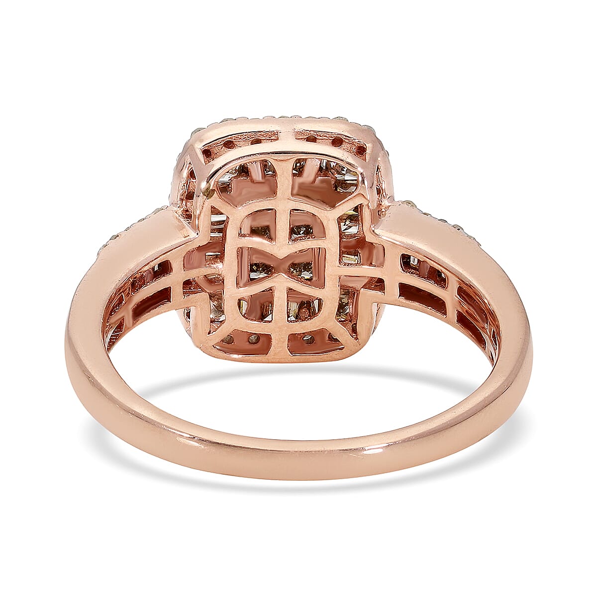 Natural Champagne and White Diamond Ring in Vermeil Rose Gold Over Sterling Silver (Size 9.0) 1.00 ctw image number 4