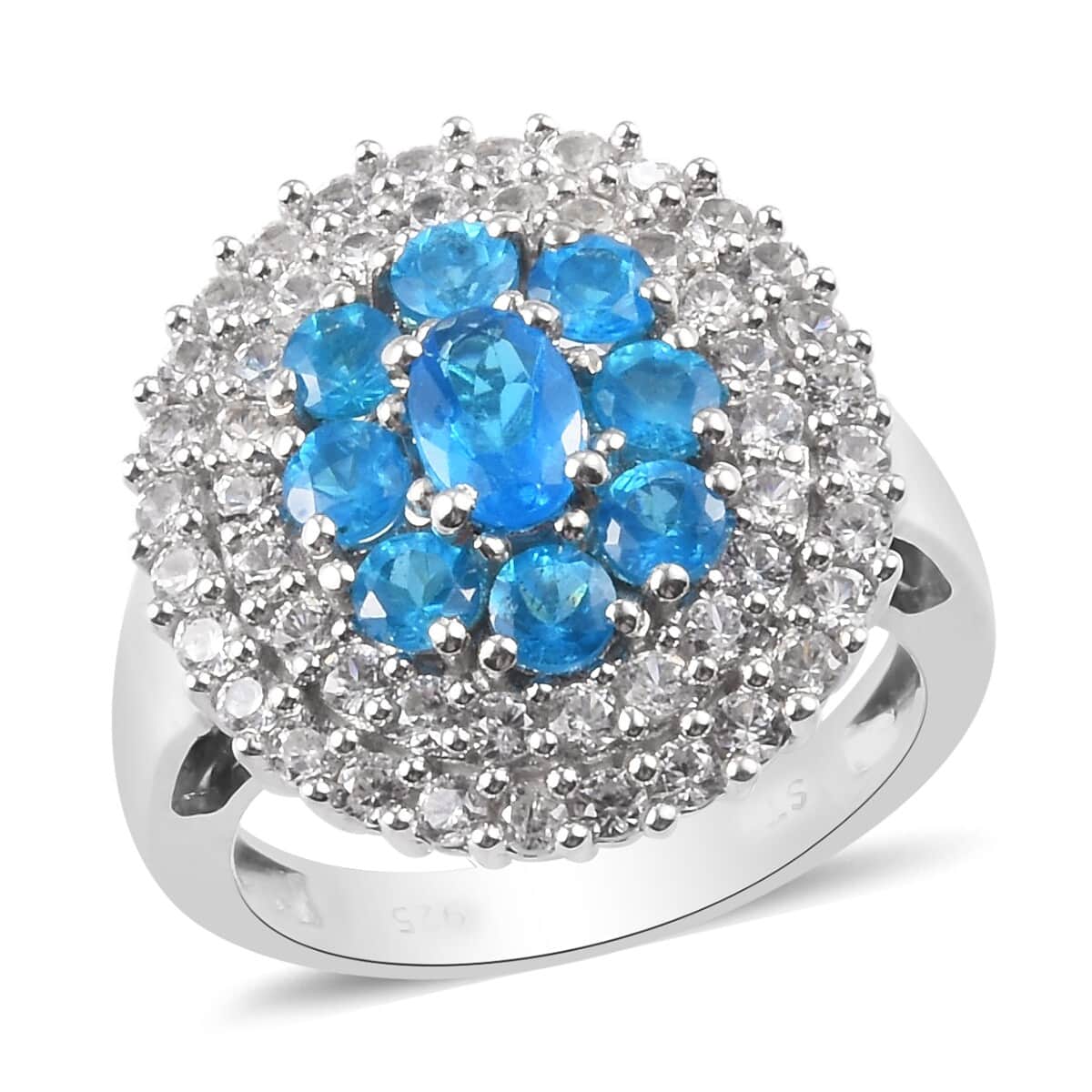 Malgache Neon Apatite and Zircon Ring in Platinum Over Sterling Silver (Size 7.0) 4.30 ctw image number 0