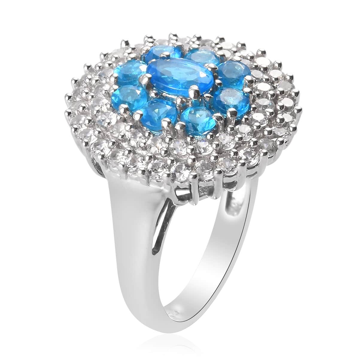 Malgache Neon Apatite and Zircon Ring in Platinum Over Sterling Silver (Size 7.0) 4.30 ctw image number 1