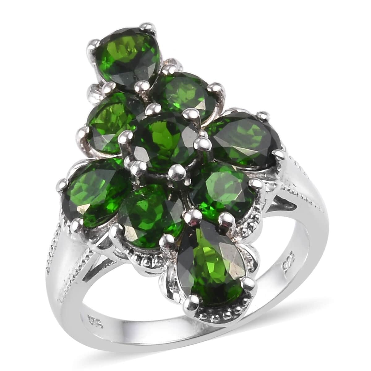 Chrome Diopside Ring in Platinum Over Sterling Silver (Size 8.0) 4.20 ctw image number 0