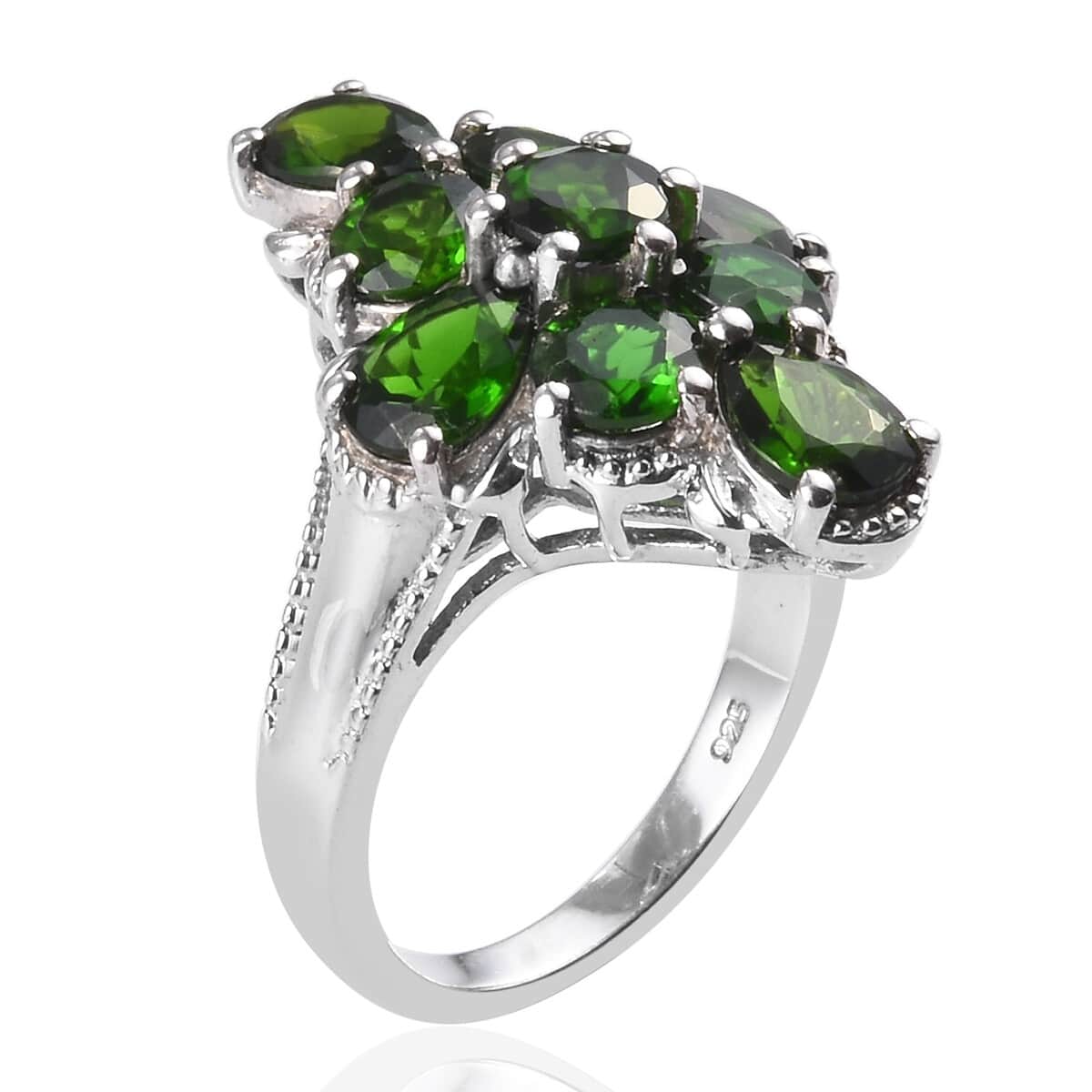 Chrome Diopside Ring in Platinum Over Sterling Silver (Size 8.0) 4.20 ctw image number 1