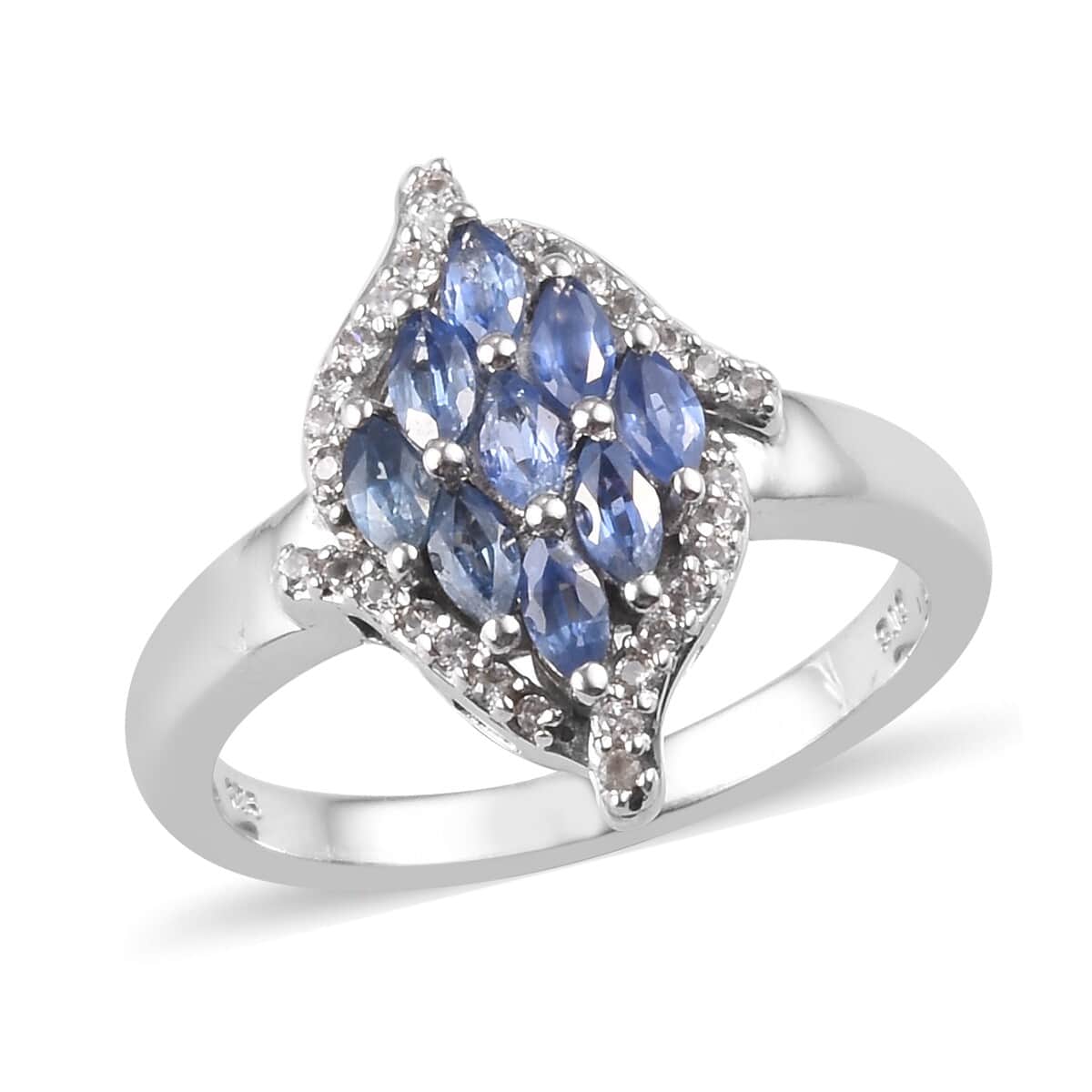 Kyanite and Zircon Ring in Platinum Over Sterling Silver (Size 9.0) 2.00 ctw image number 0