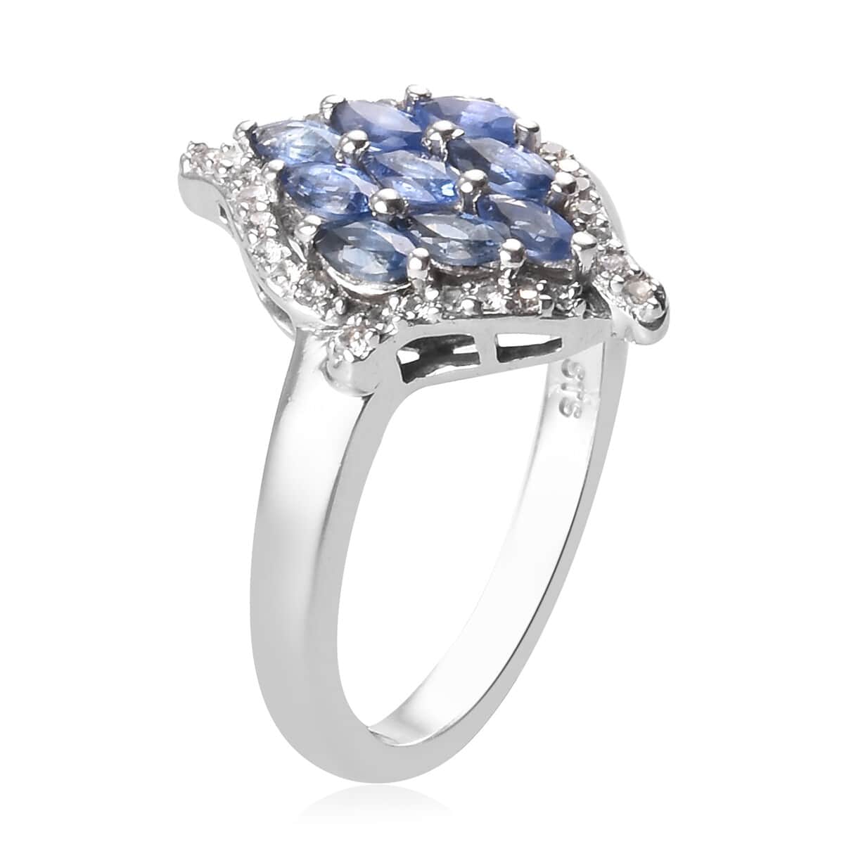 Kyanite and Zircon Ring in Platinum Over Sterling Silver (Size 9.0) 2.00 ctw image number 1