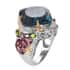 London Blue Topaz and Multi Gemstone Ring in 14K Yellow Gold and Platinum Over Sterling Silver (Size 7.0) 22.00 ctw image number 1