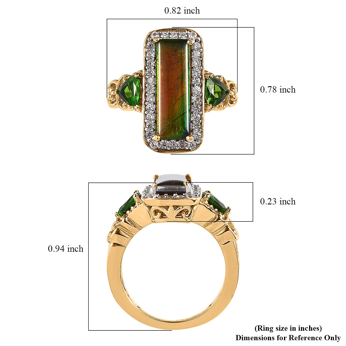 Canadian Ammolite and Multi Gemstone Ring in Vermeil YG Over Sterling Silver 1.00 ctw image number 5
