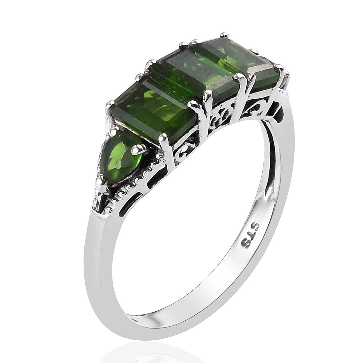 Chrome Diopside Ring in Platinum Over Sterling Silver (Size 7.0) 2.55 ctw image number 1