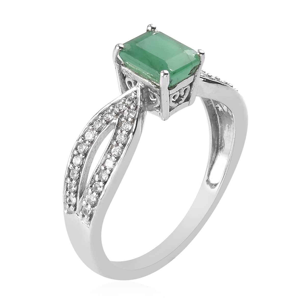 2.15 ctw Emerald and White good Sapphire Ring