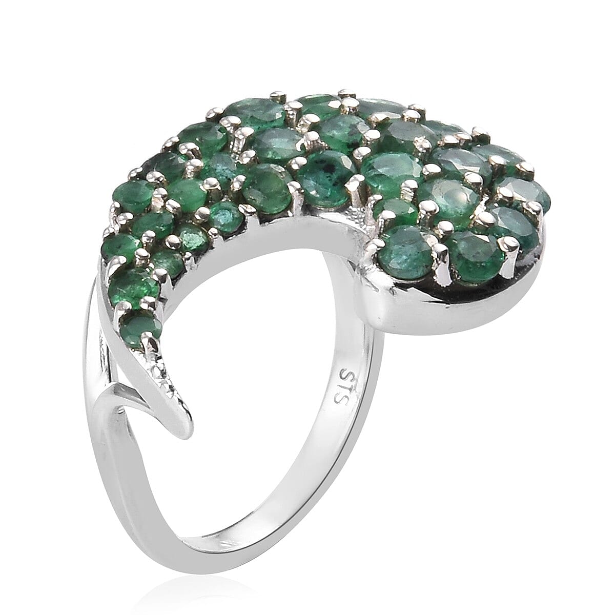 Emerald Ring in Platinum Over Sterling Silver (Size 6) 4.50 ctw image number 1