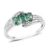 Emerald and Zircon Ring in Platinum Over Sterling Silver (Size 8) 2.85 ctw image number 0