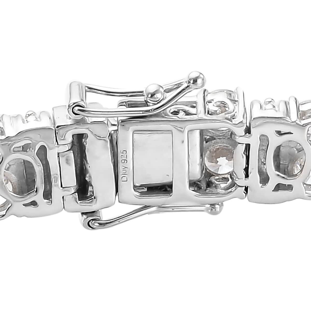 EON 1962 Made with Finest CZ Swiss Movement Platinum Over Sterling Silver Bracelet Watch (7.25 In) 27 Grams 24.80 ctw image number 3