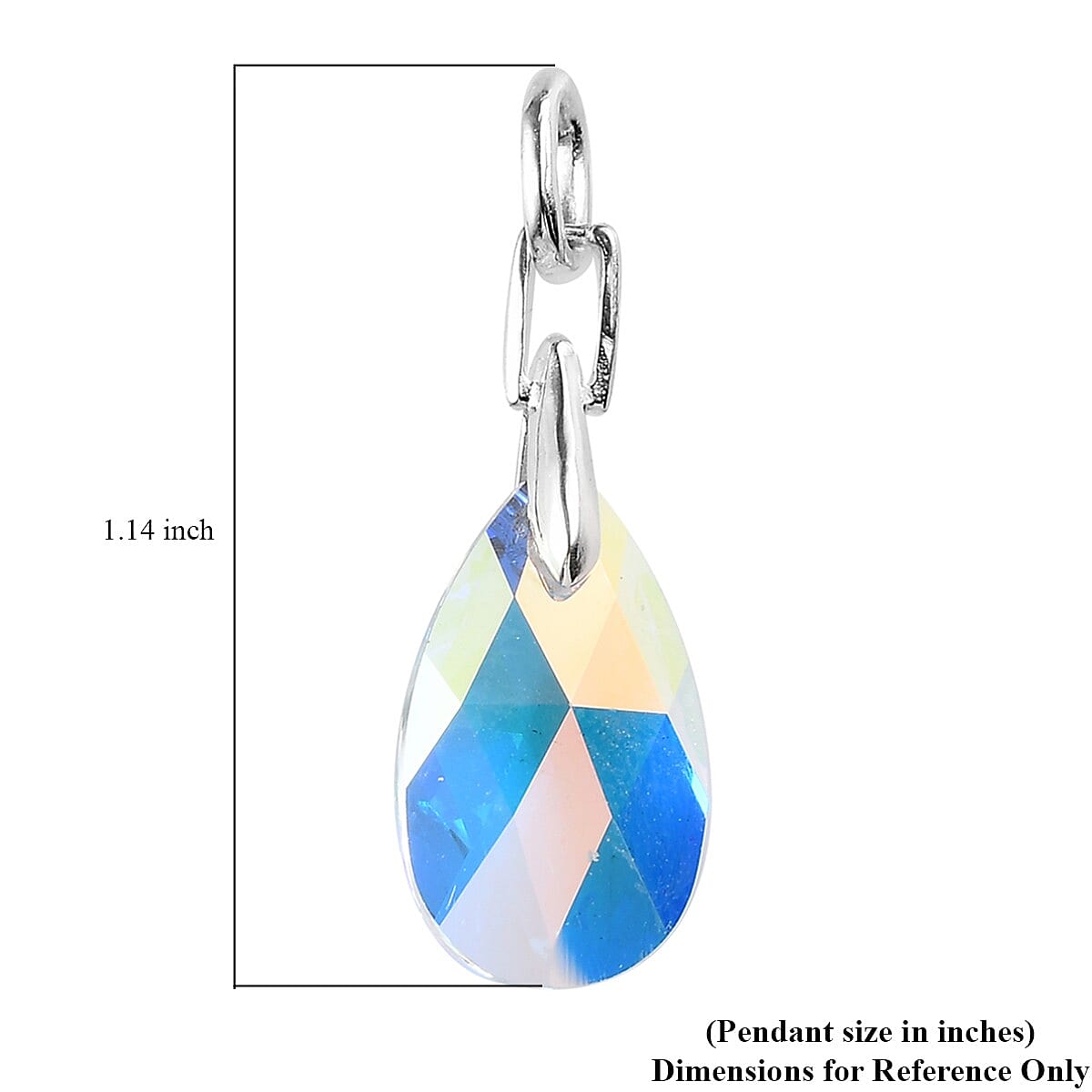 Aurora Borealis Crystal Fancy Pendant in Sterling Silver