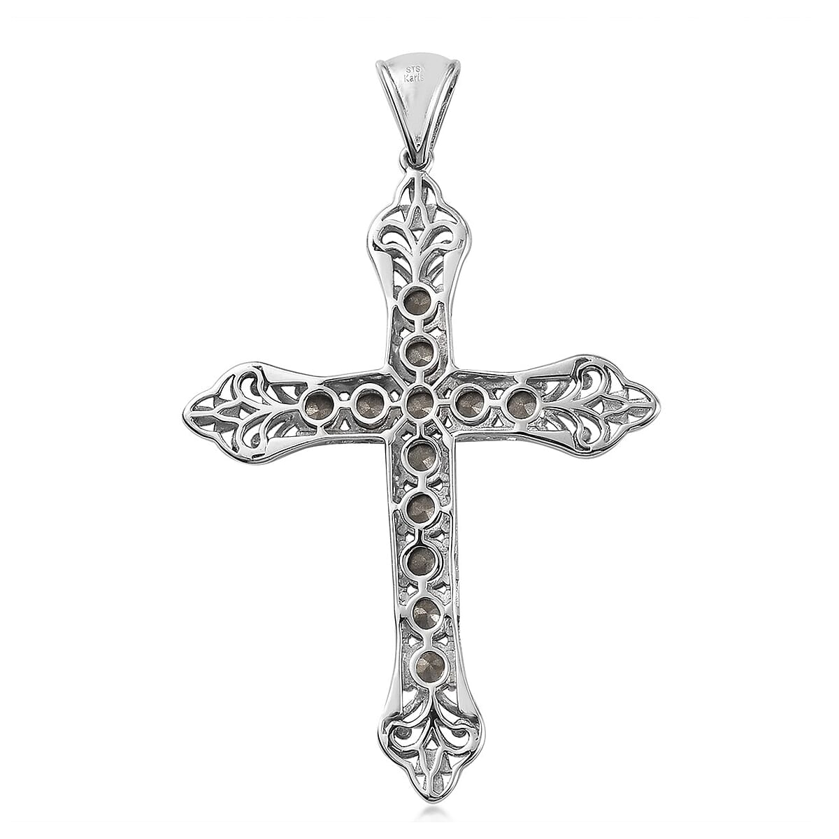 KARIS Rose Crystal Cross Pendant in Platinum Bond image number 3
