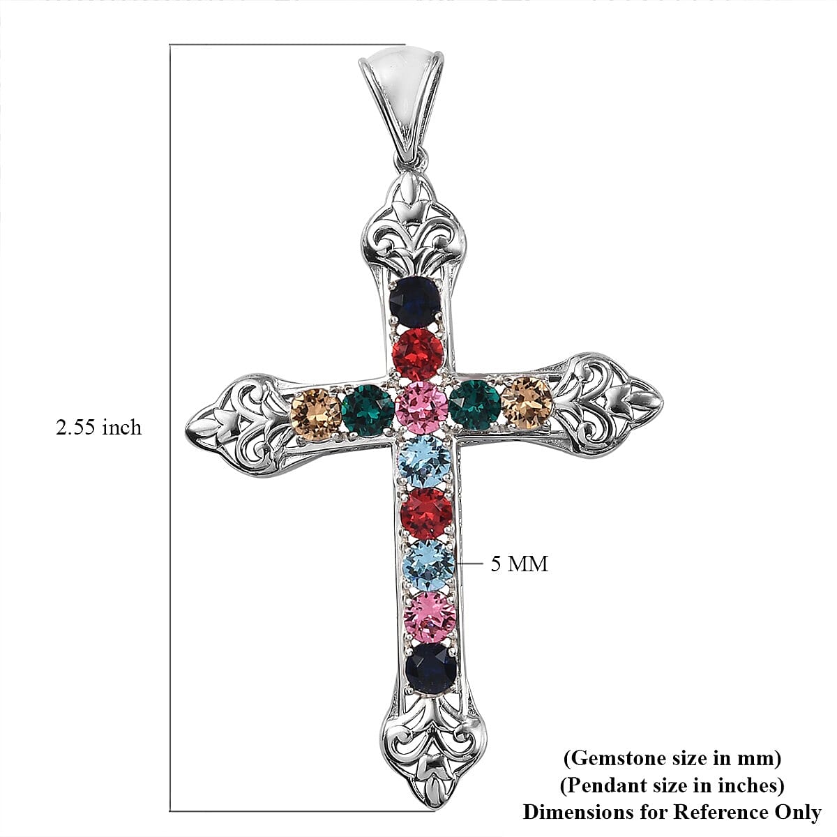 KARIS Rose Crystal Cross Pendant in Platinum Bond image number 4