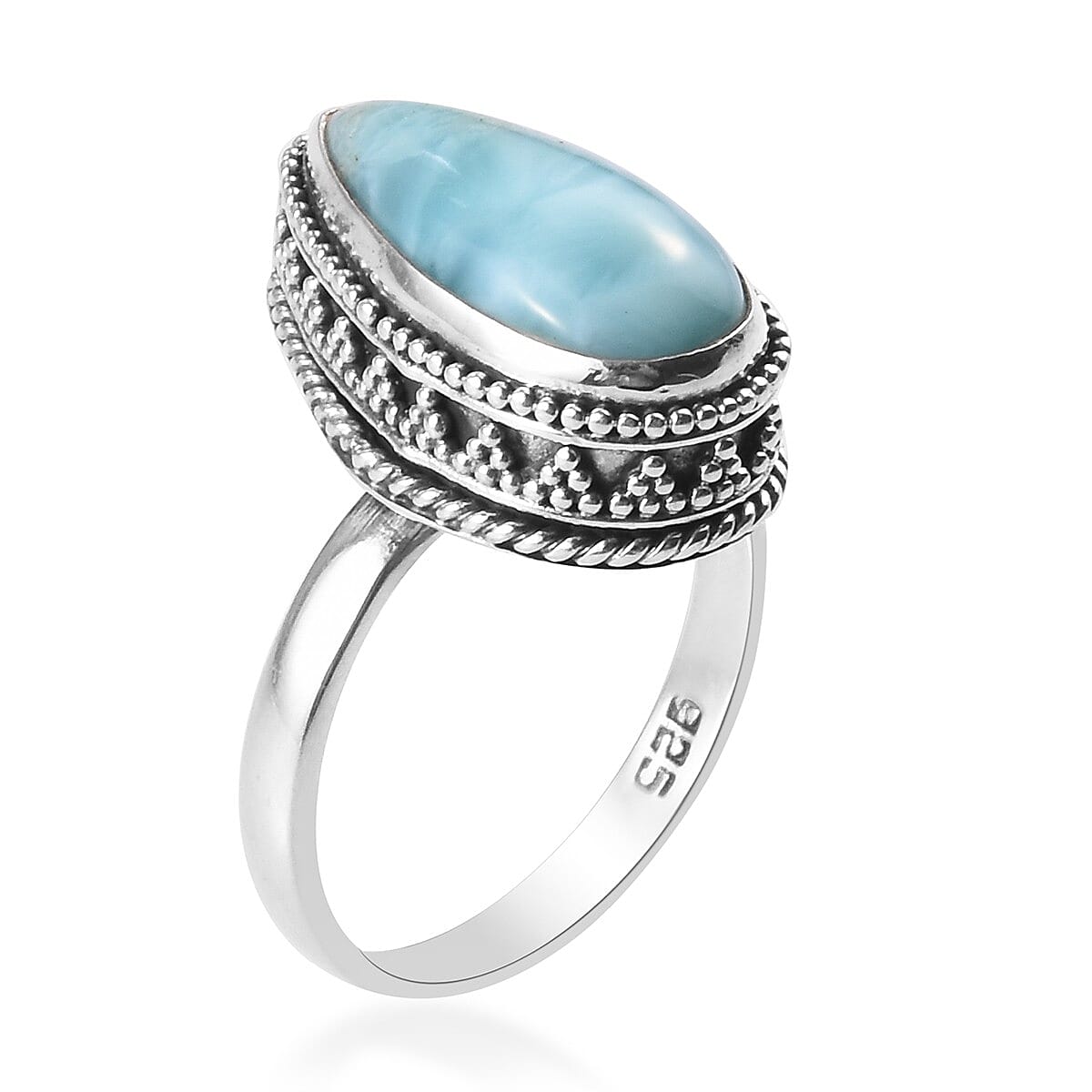 Buy Larimar Ring in Platinum Over Sterling Silver (Size 7.0) 4.40