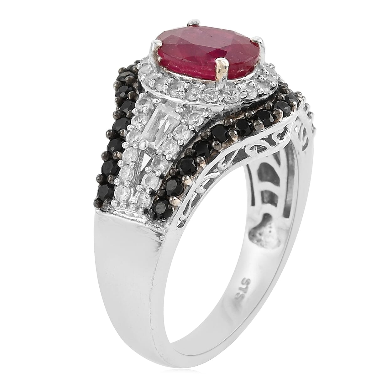 Fissure Filled Ruby and Multi Gemstones Ring in Platinum Over Sterling Silver (Size 10.0) 2.90 ctw image number 2