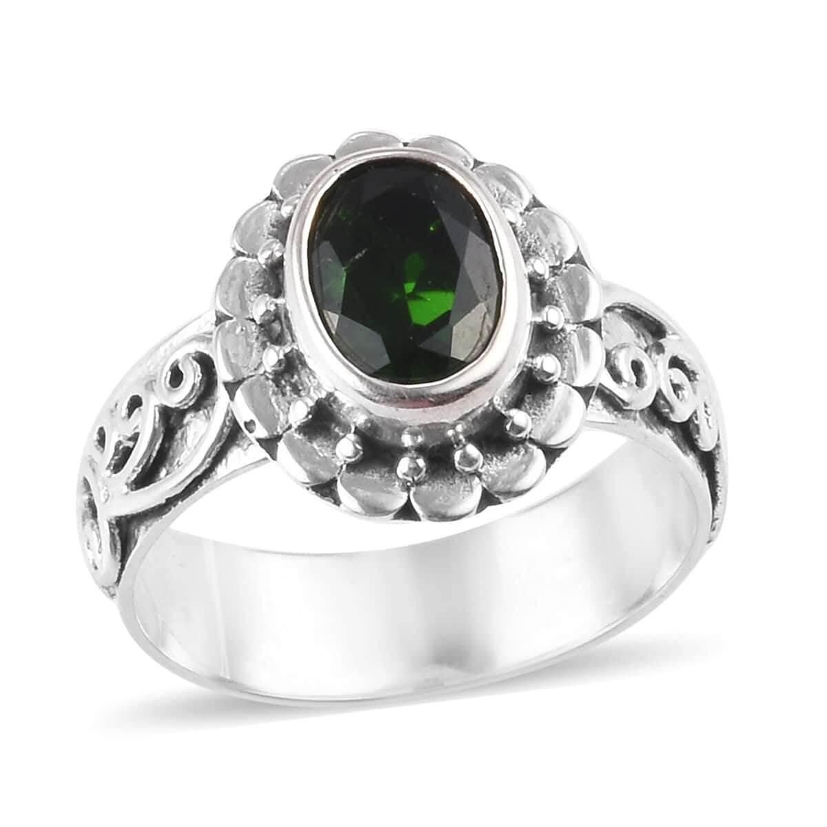 Natural Chrome Diopside Ring in Platinum Over Sterling Silver (Size 7.0) 1.35 ctw image number 0