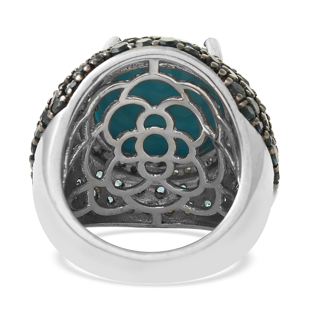 Sleeping Beauty Turquoise and Multi Gemstone Ring in Platinum Over Sterling Silver (Size 5.0) 14.65 ctw image number 3
