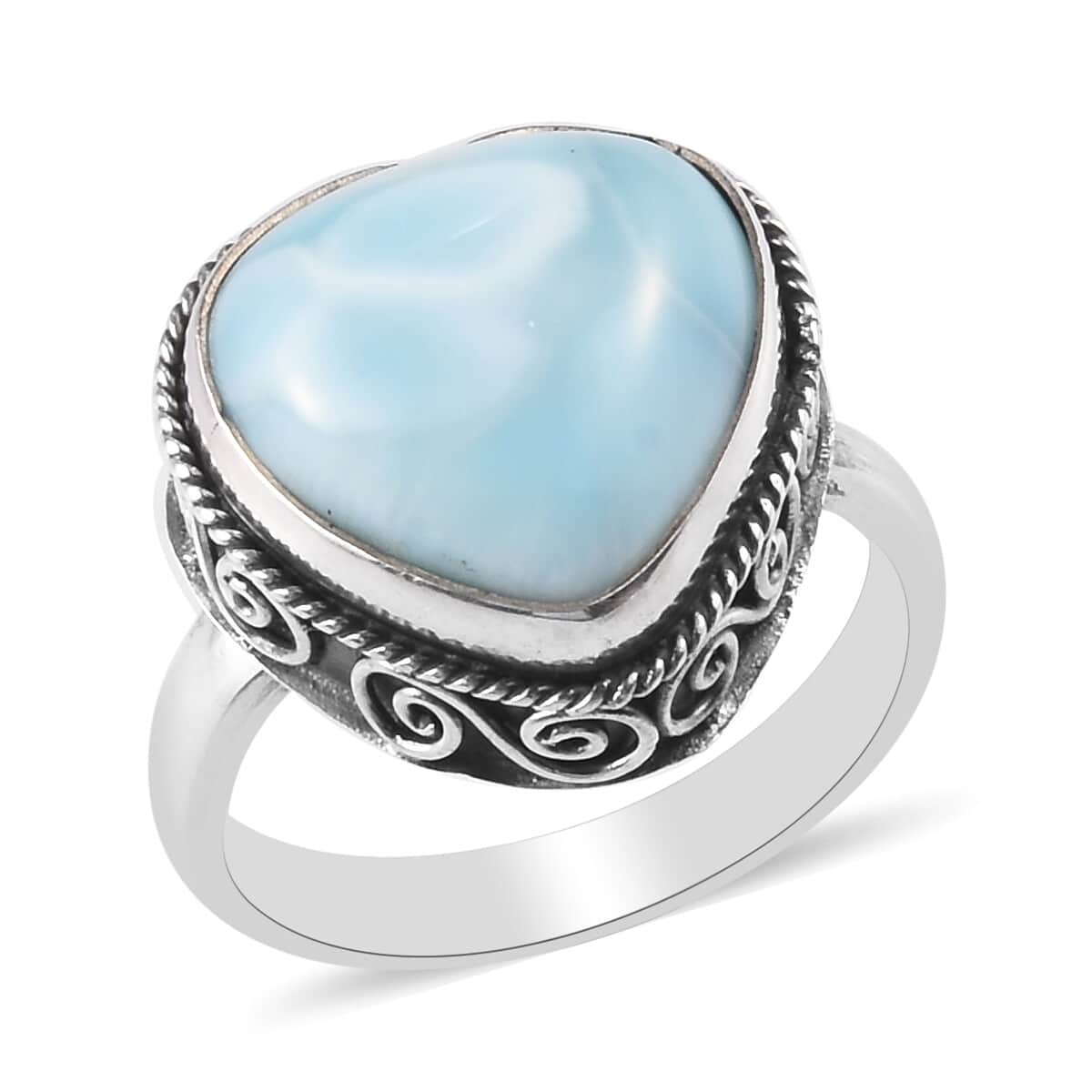 Larimar Ring in Platinum Over Sterling Silver (Size 6.0) 4.40 ctw image number 0
