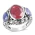 Niassa Ruby (FF) and Tanzanite Ring in Platinum Over Sterling Silver (Size 7.0) 8.75 ctw image number 0