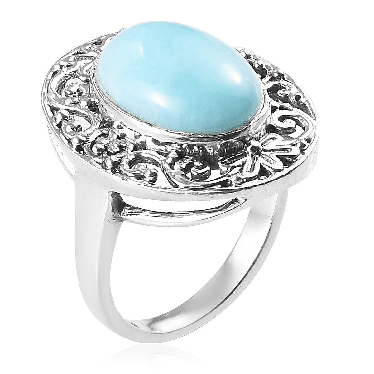 Buy Larimar Ring in Platinum Over Sterling Silver (Size 7.0) 4.00