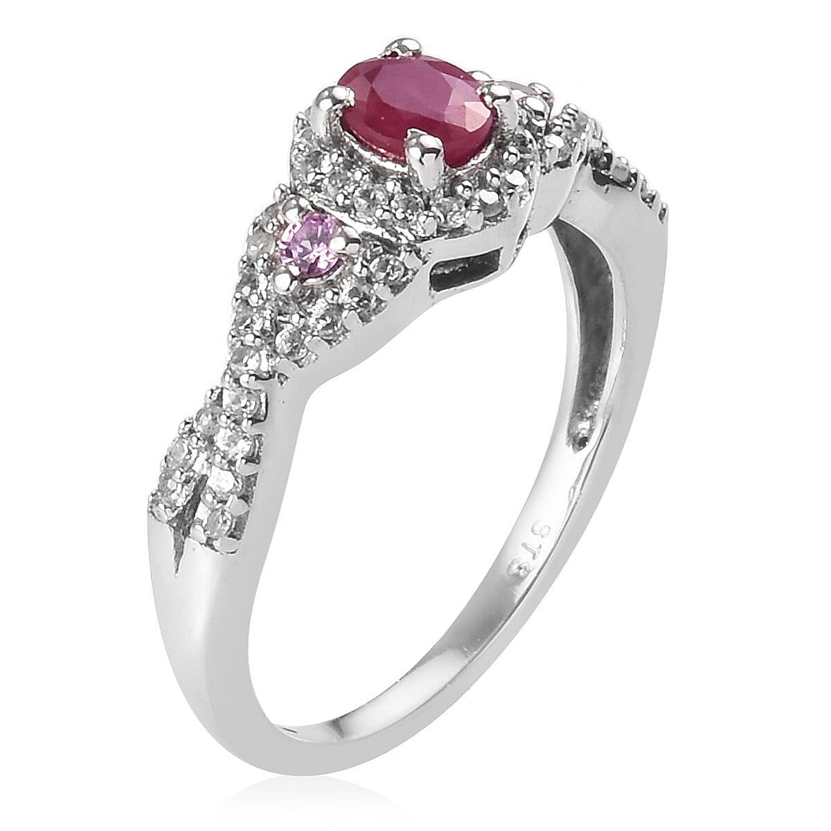 Niassa Ruby (FF) and Multi Gemstone Ring in Platinum Over Sterling Silver (Size 7.0) 2.40 ctw image number 1