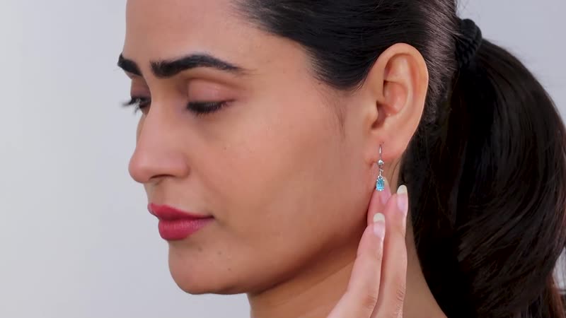 Premium Betroka Blue Apatite Solitaire Lever Back Earrings in Platinum Over Sterling Silver 1.00 ctw