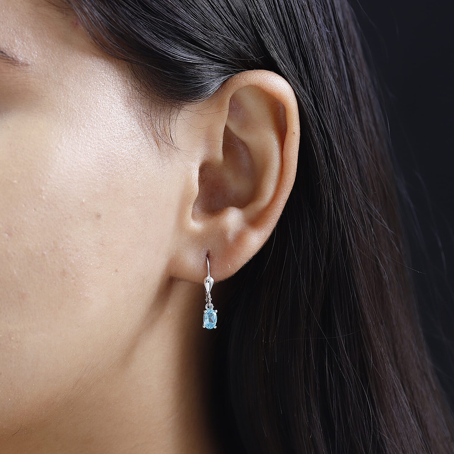 Premium Betroka Blue Apatite Solitaire Lever Back Earrings in Platinum Over Sterling Silver 1.00 ctw